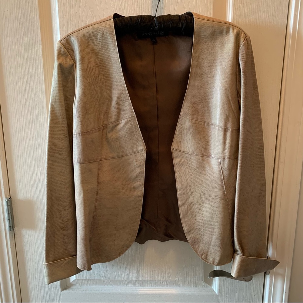 Anne Klein fitted faux leather reptile jacket M/L